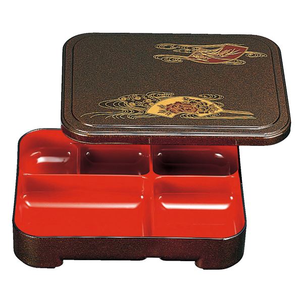 9寸 長手胴張弁当/和食器 【扇面菊水 A】 270×210×55mm 日本製 〔和食 レストラン 居酒屋 店舗 お店〕..