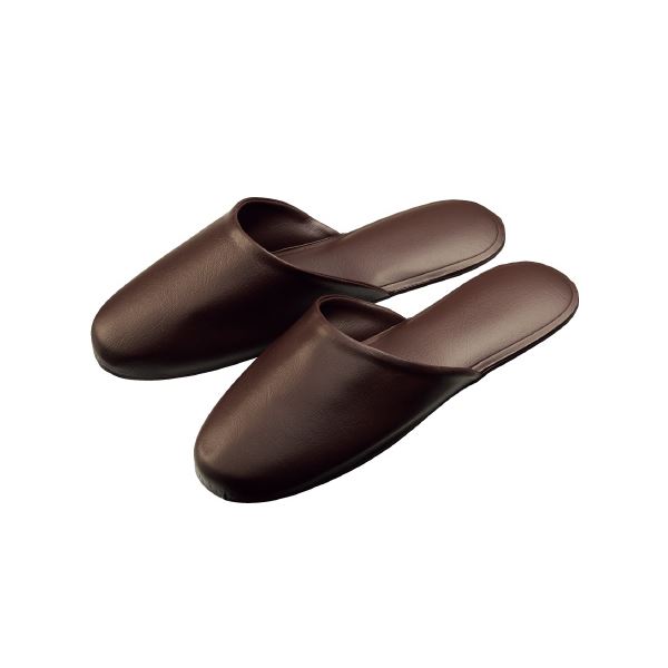オーミケンシ レザー調スリッパ ダークブラウン 10足組
