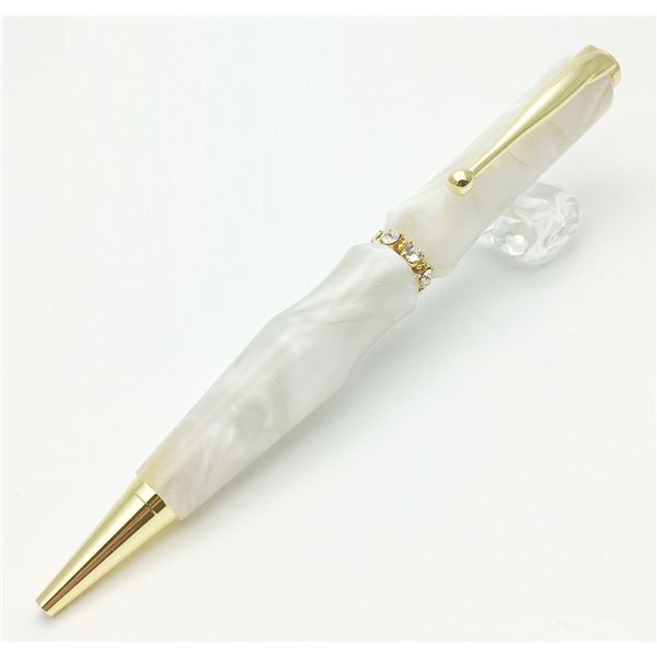 日本製 スワロフスキー ボールペン/文房具 【ホワイト】 クロスタイプ 芯：0.7mm 文具 オフィス用品 『Acrylic』