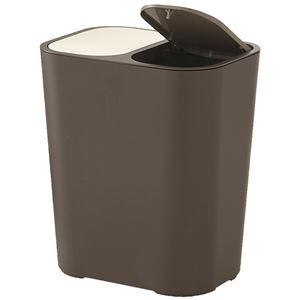 〔12個セット〕 ゴミ箱 ダストボックス 約幅294mm 約15L ブラウン 小型 2分別 ふた付 ワンプッシュオープン ルクレール リビング
