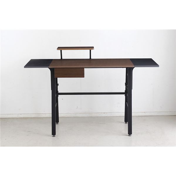 パソコンデスク/学習机 【ブラウン】 幅134cm 可動棚 引き出し付き スチール製 『デイ』 【組立品】 〔..