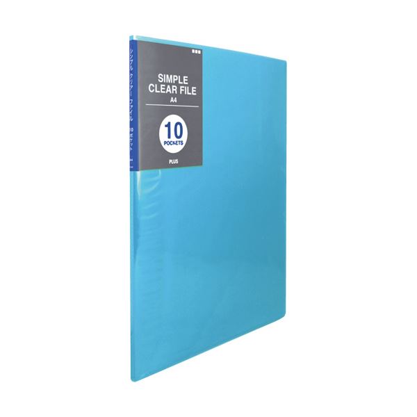 (まとめ) プラス シンプルクリアーファイルA4タテ 10ポケット 背幅6mm ブルー FC-210SC 1冊 【×100セッ..