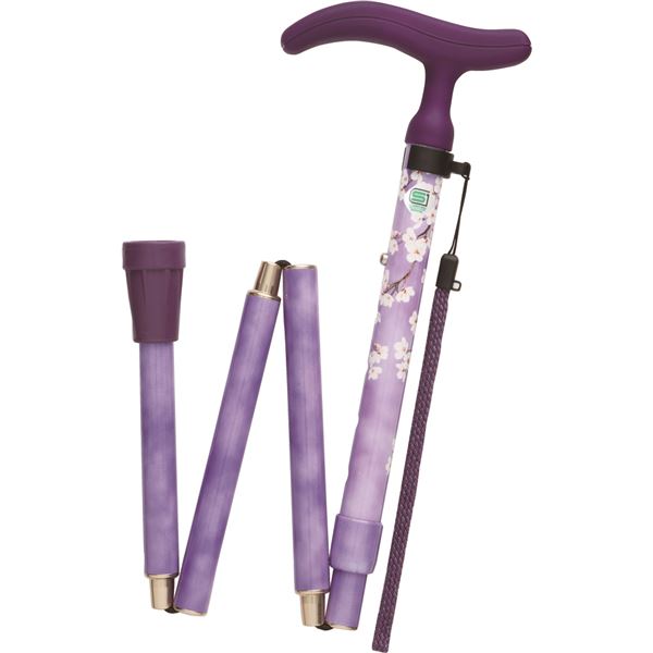替えゴム付折りたたみ式 ステッキ/杖 【桜パープル】 対応身長140～160cm フジホーム アクティブグレース 〔プレゼント ギフト〕