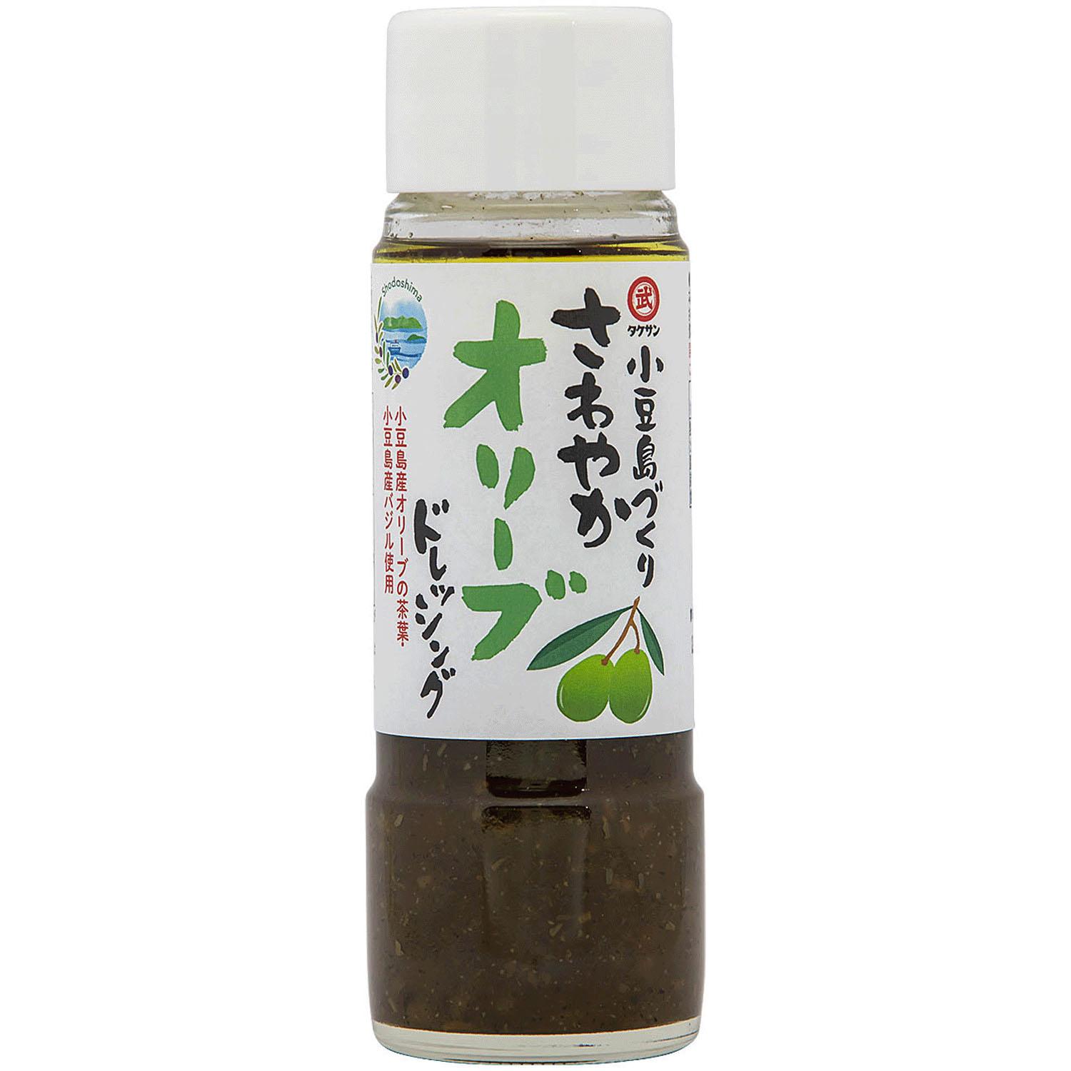 小豆島のオリーブの葉を乾燥させたオリーブ茶葉と、小豆島の畑で育てたスイートバジルを使用し、イタリア産バルサミコR酢をブレンドした香り豊かなドレッシングです。また、オイルには、オリーブオイルを30％ブレンド。野菜サラダの他にも、シーフードサラダ、海草サラダなどにもよく合います。他店舗でも併売しているため、一部在庫切れが起きる場合がございます。そのため一部取り寄せとなり、遅延やキャンセルとなる場合がございます。
