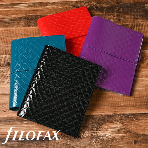 ファイロファックス システム手帳 ドミノ リュクス A5サイズ 6穴 リング径30mm 合皮素材 filofax Domino Luxe キルティング エナメル デスクサイズ 2022年ダイアリー付き