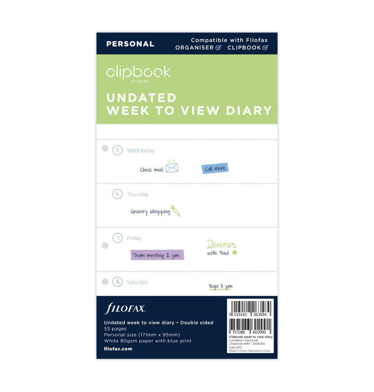 ファイロファックス システム手帳 リフィル バイブルサイズ クリップブック 日付無し週間ダイアリー fi..