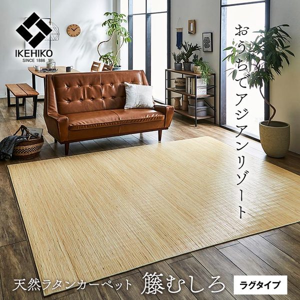 籐製 ラグマット/絨毯 【本間8畳 約200×300cm】 抗菌 防臭 耐久性 ひんやり 自然素材 インドネシア産 むしろ 〔リビング〕【代引不可】 [2]