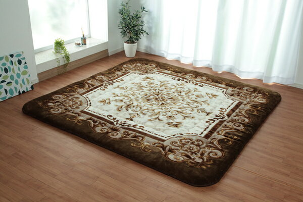 ラグマット/こたつ敷布団 【ブラウン 約195×295cm】 日本製固綿40mm使用 弾力性抜群 ふっくら極厚敷布団 〔リビング〕【代引不可】 [2]