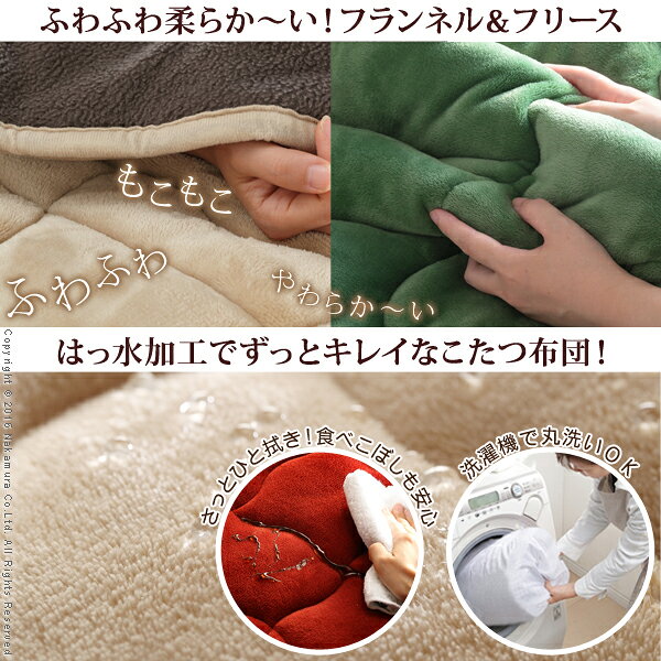 alineのこたつ布団 正方形 省スペース はっ水リバーシブル省スペースこたつ布団-モルフ 60x60cmこたつ用（170x170cm） 撥水 洗える 保温 掛け布団 かけふとん コタツ 炬燵 こたつぶとん シンプル カジュアル テレワーク リモートワーク 在宅ワーク｜アングル2