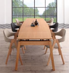 ダイニングセット 6人 ダイニングテーブル 伸縮 伸縮テーブル 伸長 北欧 スライド式 天然木 オーク 7点セット(テーブル+チェア6脚) 幅140-240 組立設置付