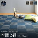洗える ラグ カーペット 日本製 PP ポリプロピレン アトピー ダイニング ダイニングラグ キャンプ アウトドア 和モダン 洗える い草風 ラグ 本間2畳(191×191cm)(3)