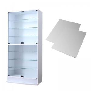 壁面収納 コレクションラック ワイド 本体 両開きタイプ 背面ミラー2枚セット 奥行29