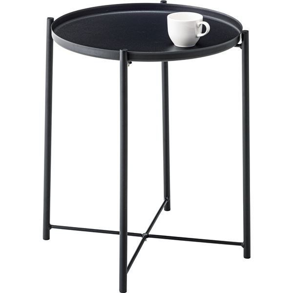 トレーサイドテーブル/ミニテーブル 【ブラック】 幅48cm×奥行48cm×高さ52cm スチール 〔リビング ダイ..