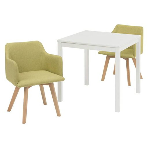 ダイニング 3点セット テーブル 75×75cm 正方形 ホワイト×1 肘付きチェア グリーン×2 木製 組立品 リビング キッチン【代引不可】 ダイニング 3点セット テーブル 75×75cm 正方形 ホワイト×1 肘付きチェア グリーン×2 木製 組立品 リビング キッチン【代引不可】