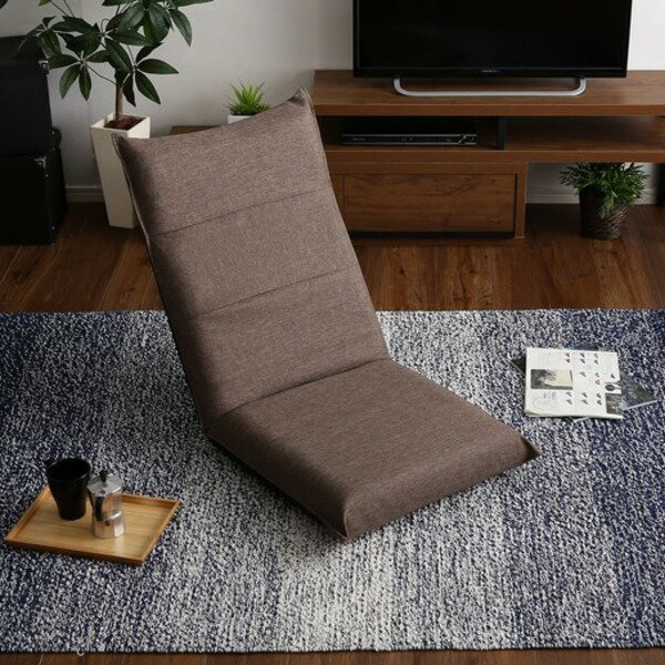 ハイバック 座椅子 パーソナルチェア 約幅50cm ブラウン ボリューム 日本製 国産 コンパクト収納 完成品 フロアチェア リクライニングチェア ローチェア 座いす スチールパイプ ウレタンフォーム リビング ダイニング【代引不可】