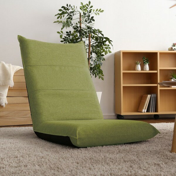 ハイバック 座椅子 パーソナルチェア 約幅50cm グリーン ボリューム 日本製 国産 コンパクト収納 完成品 フロアチェア リクライニングチェア ローチェア 座いす スチールパイプ ウレタンフォーム リビング ダイニング【代引不可】