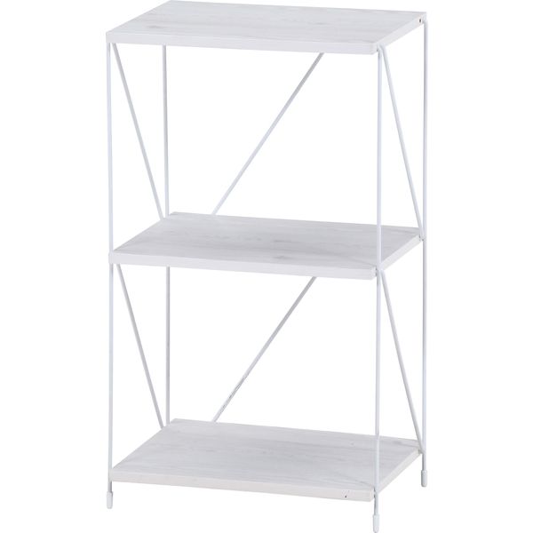 ワイヤーラック3段 約40cm幅 WHW ホワイトウォッシュ 組立品【代引不可】(3)