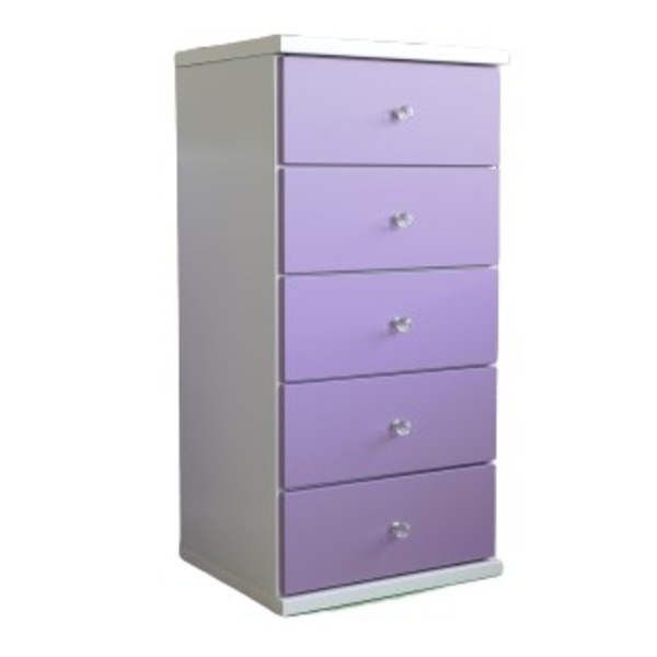 チェスト タンス 幅43.5cm 5段 パープル スライドレール付き コンパクト 日本製 ベッドルーム 寝室 リ..