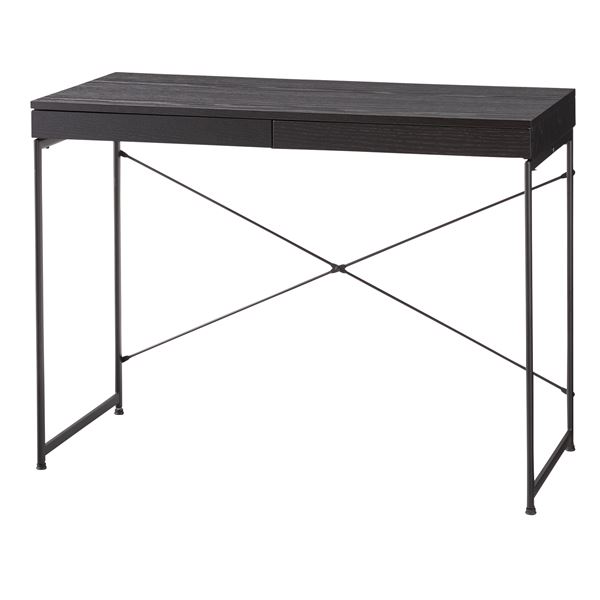 楽天aline 2号店パソコンデスク ワークデスク 幅100cm ブラック 引き出し付き スチール 木目 組立品 リビング 子供部屋 勉強部屋 在宅ワーク