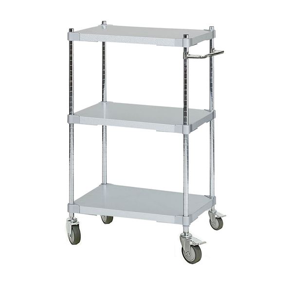 ガルバシェルフワゴン 46×60cm 3段 ポール 900 シルバー 取っ手付き 日本製 キャスター付き ガルバ シェルフ ワゴン 組立式