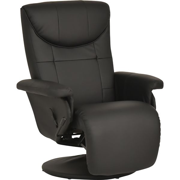 パーソナルチェア リクライニングチェア 幅80cm 360度回転 オットマン一体型 ブラック BK 組立品【代引不可】