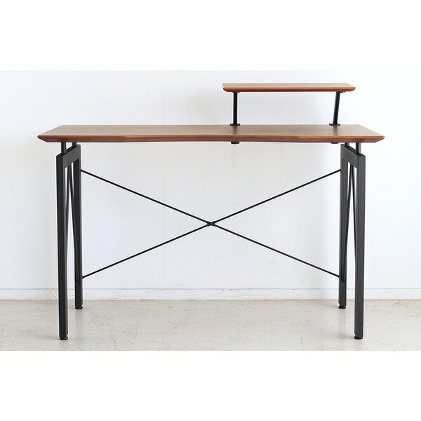 デスク(パソコンデスク/PCデスク/ワークデスク) 木製 幅120cm アジャスター調整機能付き ブラウン【代..