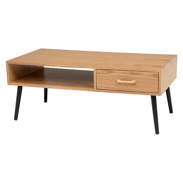 センターテーブル 約幅100cm ナチュラル 引出し付き ローテーブル 組立式 脚部・取手のみ リビング ダイニング【代引不可】