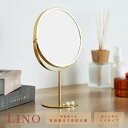【12個セット】3倍鏡付卓上ミラーH LINO(ゴールド/金) メイク ヴィンテージ 置き型 ゴールド 真鍮風 拡大鏡 韓国インテリア NK-287
