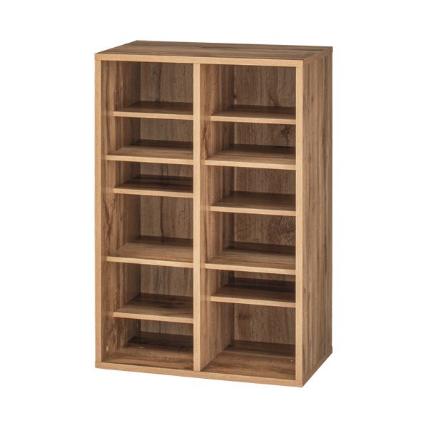 YAMAZEN シューズキャビネット 2列3段 6人用 オーク木目 CSCN-8560（OAK3D） 1台 組立式