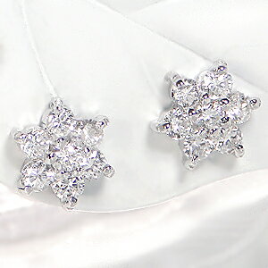 K18WG【0.2ct】フラワー ダイヤモンド ピアス ダイヤ 18金 ゴールド ホワイトゴールド ダイアモンド フラワーピアス 可愛いピアス 代引手数料無料 ...