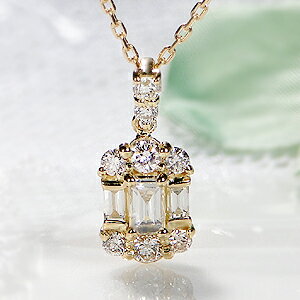 乐天商城 - k18YG【0.2ct】バケットカット ダイヤモンド ネックレスダイヤモンド ペンダント スクエア 長方形 ゴールド ネックレス 人気 ギフト 0.20 ラッピング無料 プレゼント クリスマス ジュエリー ダイヤ ペンダント 代引手数料無料 送料無料 品質保証書