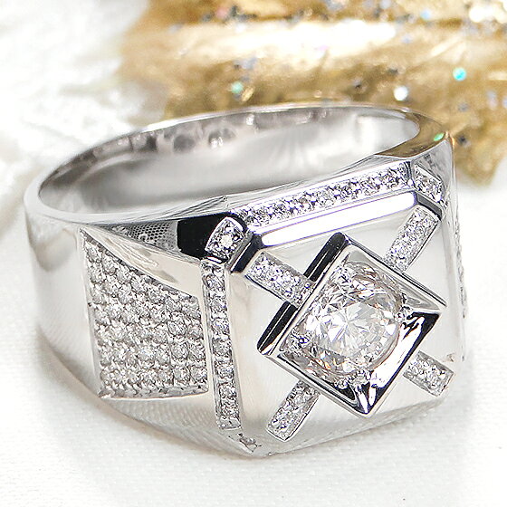 豪華 K18YG/WG メンズ ダイヤ リング【1.0ct】【送料無料】【代引手数料無料】【品...