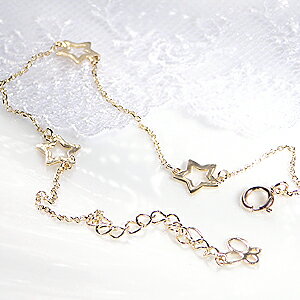 K18YG スターモチーフ ブレスレット地金ブレスレット K18ゴールド 18k 18金 レディース 星 ちょう ちょ 蝶々 イエローゴールド 代引手数料無料 ...