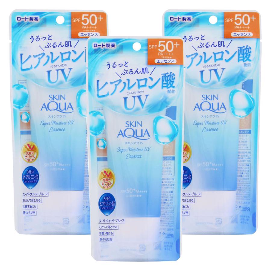 Rakuten - ロート製薬 スキンアクア スーパーモイスチャーエッセンス SPF50+ PA++++ (80g)×3個セット 日焼け止め