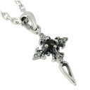 ブラック ホワイト クロスダガー シルバーネックレス シルバーアクセサリー メンズ ネックレス 男性用 シルバーアクセサリー シルバーアクセ ペンダント メンズアクセ ダガー ソード ジルコニア 首飾り メンズ ネックレス シルバー シルバー925 白黒ジルコニアのダガーアクセ