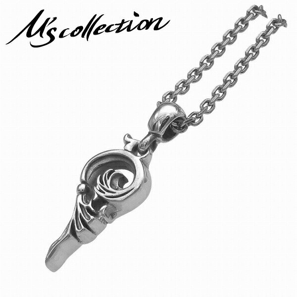 M's collection エムズコレクション シルバー925 ウィングハート ミニ シルバーネックレス チェーン付き 首飾り ペアアクセサリー メイドインジ...