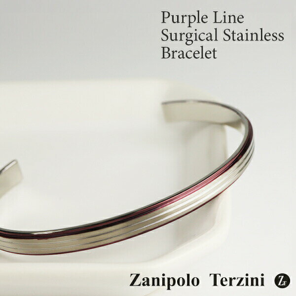 ザニポロタルツィーニ パープルカラーライン サージカルステンレス バングル ブレスレット ブレス 腕輪 ステンレスアクセサリー 金属アレルギー対応 アレルギーフ...