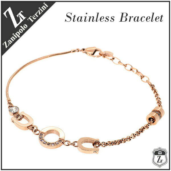 ザニポロタルツィーニ ジルコニア マルチ チャーム ローズゴールド サージカルステンレス ブレスレット レディースアクセサリー サージカルステンレス レディース...