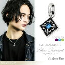 天然石 スクエア リリー シルバー ペンダントトップ チェーンなし ブルートパーズ ヘッド トップ GRAN DEUR メンズ シルバー925 ブルートパーズ ...