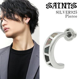 セインツ ピアス（メンズ） SAINTS セインツ ブラックシェル ピアス 1P 片耳用 メンズ シルバーピアス 黒蝶貝 貝 シェル フープピアス アクセサリーブランド SAINTS セインツ シルバー925 メンズ ピアス シルバー シルバーアクセ ハーフフープ メンズピアス スタッドピアス スタッズ 男性 男性用 彼氏