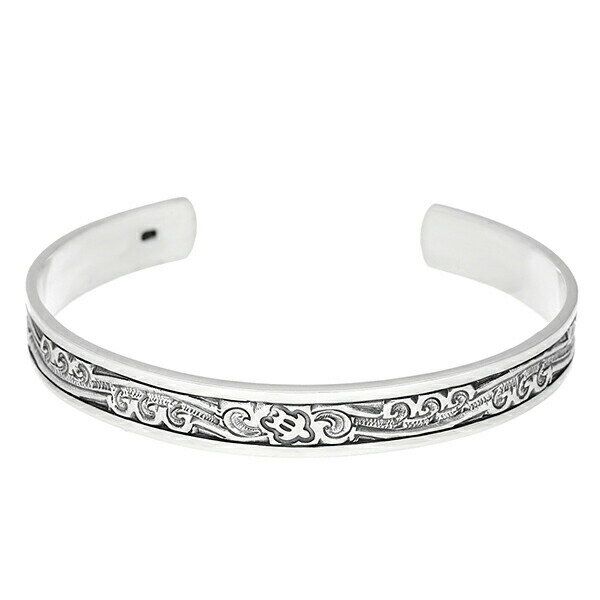 ホヌ シルバー バングル シルバー925 ウミガメ 海亀 ハワイアンジュエリー スクロール 波 海 ブレスレット アクセ ジュエリー 自分用 贈り物 ハワイアン...