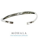 MOHALA モハラ ステンレス ハワイアンジュエリー プリンセスカット ブルーダイヤモンド バングル メンズ ステンレスバングル 金属アレルギー 彫刻 スクロ...