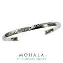 MOHALA モハラ ステンレス ハワイアンジュエリー スクロール ブルーダイヤモンド バングル メンズ ステンレスバングル 金属アレルギー 彫刻 波 植物 唐...