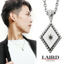 LAIRD レアド 天然 ブラックダイヤモンド プレート ステンレス メンズネックレス 金属アレルギーフリー ネックレス ペンダント アクセサリー ダイヤ型 菱型 メンズ 男性 彼氏 夫 息子 記念日 誕生日 ブランド ギフト プレゼント 人気 かっこいい シンプル 日本製