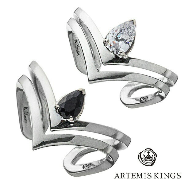 アルテミスキングス ペアリング ティアドロップ Vリング CL&BK リング 指輪 二連 2連 V字 シルバー925 シルバー ペアアクセサリー ペア カップル...