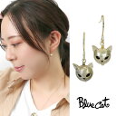 Blue Cat 猫 マスク 揺れる ピアス 2P 両耳用 フックピアス ゴールド オニキス 綺麗 高見え 華奢 大人 彼女 孫 スマート フックピアス 誕生日 ネコ プレゼント 義母 ブランド 猫 娘 上品 華奢 ピアス シルバー925 こねこ 女性