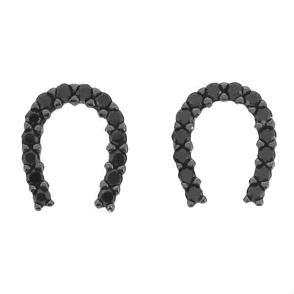 ホースシュー スタッズピアス 2P 両耳用 ブラックCZ 馬蹄 ジルコニア パヴェ ピアス イヤリング 2P 両耳用 ブラックCZ 馬蹄 ジルコニア パヴェ ホースシュー ピアス イヤリング シルバー925 銀 シルバーアクセサリー メンズ レディース 男性 女性 アクセサリー ギフト