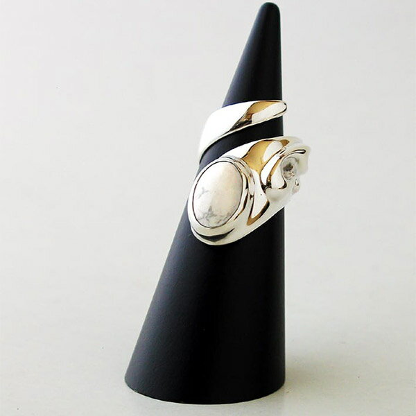 Give Me a Wing スパイラル リング マグネサイト レディース 10~23号 指輪 きれい アクセサリー 記念日 ギフト シルバー925 石付き Wing スターリングシルバー レディースリング 大きい ハウライト 白 Me シルバー 925