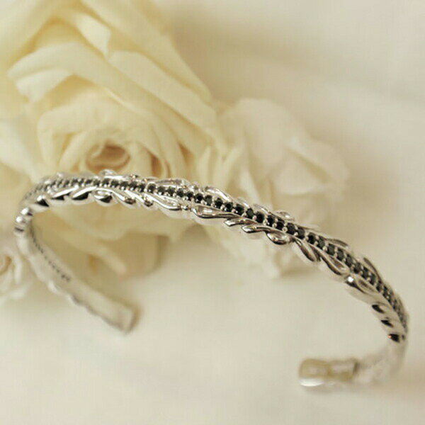 K-SMITH ブラックジルコニア シルバーバングル シルバーアクセサリー レディースバングル 女性 バングル シルバー925 ブレスレット レディース 華やか...