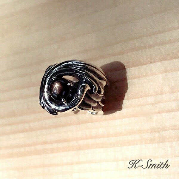 K-SMITH WING ブラックスターサファイア いぶし イヤーカフ 1P 片耳用 シルバー925 こだわり ノンホー..